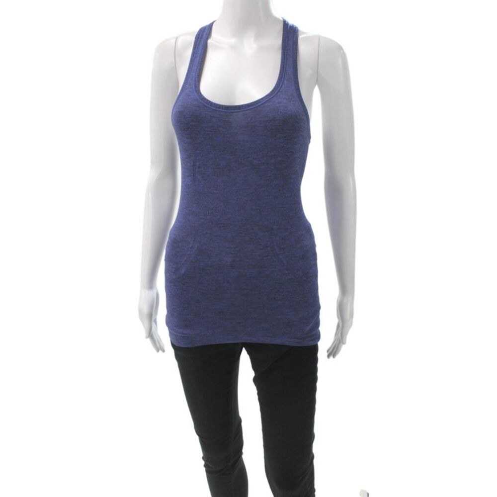 Lululemon Women Blue Basic Tank Scoop Neck Nylon Athleisure Size 2